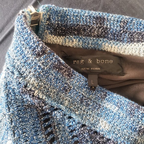 Rag & Bone Jasmin Blue Crochet Mosaic Skirt  - Size L - Picture 10 of 11